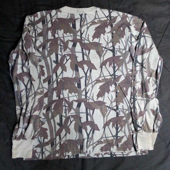 Vintage Mirage Oak Camouflage Autumn Fall Long Sleeve Pocket T-Shirt - Picture 4 of 7